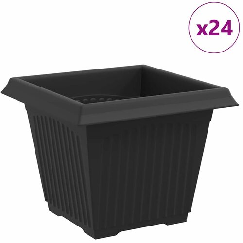 VidaXL Kvadratna cvetlična posoda 24 pcs Črna 33 x 33 x 26 cm Plastika, (5000207829) Slike