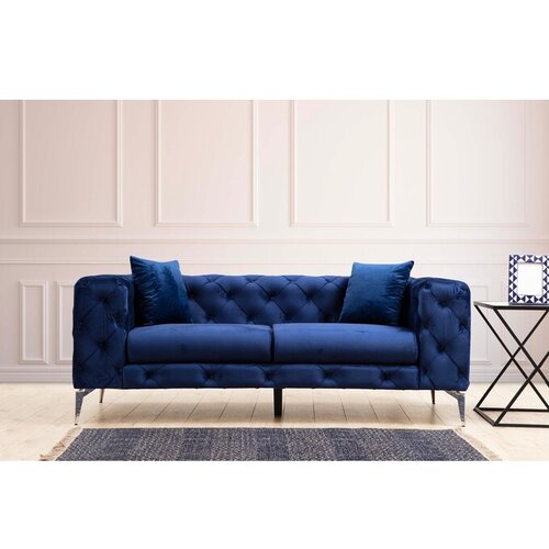Atelier Del Sofa Temno modra žametna sedežna garnitura 197 cm Como &amp;ndash; Slike