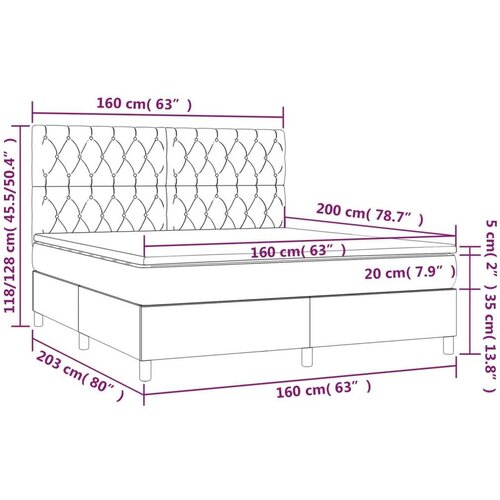  Box spring s madracem LED plavi 160x200 cm od tkanine Slike