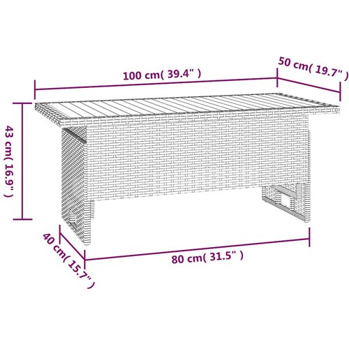  Vrtni stol sivi 100x50x43/63 cm od drva bagrema i poliratana Slike