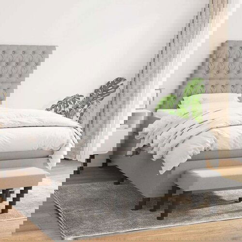  Box spring postelja z vzmetnico svetlo siv 100x200 cm blago, (20846667) Cene