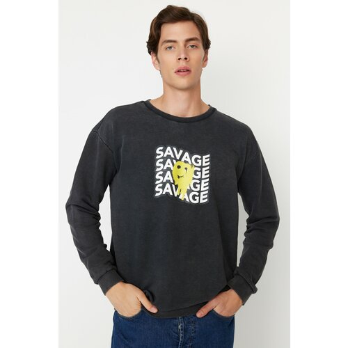 Trendyol Sweatshirt - Gray - Relaxed Cene