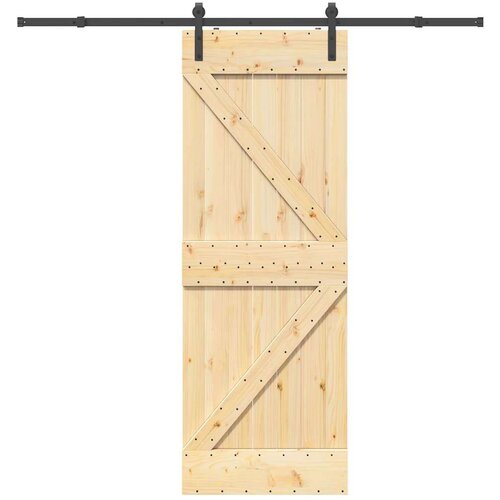 VidaXL Klizna vrata s priborom za montažu 70 x 210 cm masivna borovina Slike