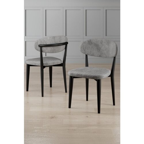 Hanah home set trpezarijskih stolica Onex 2 kom, siva bukle tkanina, crne drvene noge Cene