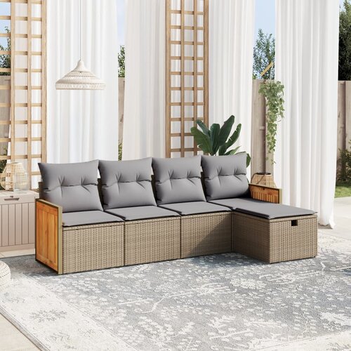 vidaXL 5-dijelni set vrtnih sofa s jastucima bež od poliratana Cene