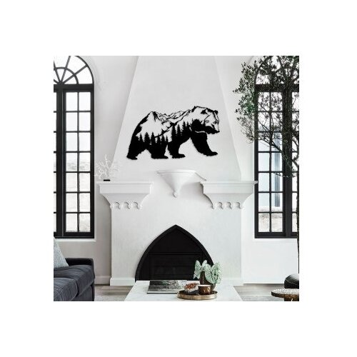 Wallxpert Zidna dekoracija Orso-1, 71x41 cm, 1,5 mm, Crna Slike