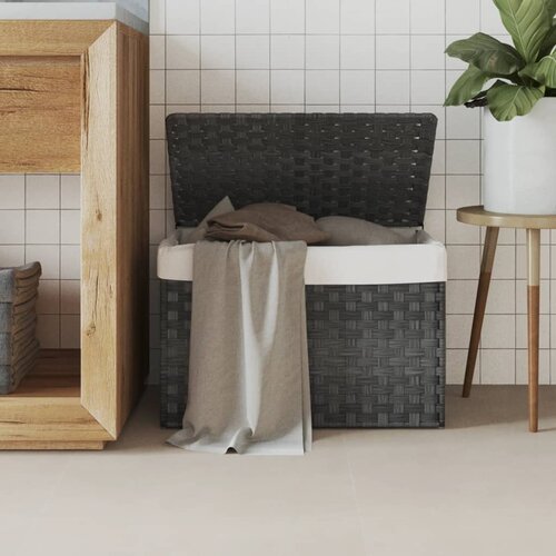 vidaXL Košara za rublje s poklopcem siva 55 5x35x34 cm od poliratana Cijene