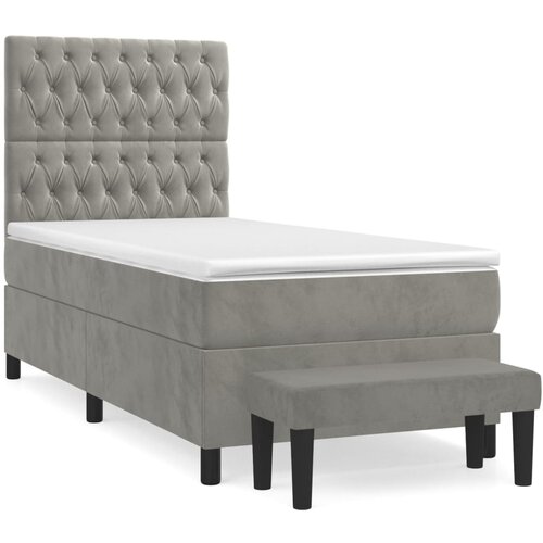 Box spring krevet s madracem svjetlosivi 80 x 200 cm bar&amp;scaron;unasti Slike
