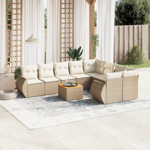  10-dijelni set vrtnih sofa s jastucima bež od poliratana 70 x 62 x 69 cm Cene