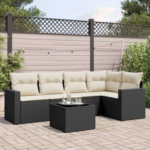 VidaXL 6-dijelni set vrtnih sofa s jastucima crni od poliratana Slike