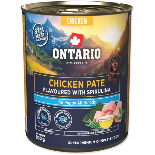 Ontario Dog Puppy konzerva, pa&scaron;teta - pi&scaron;čanec in spirulina 800g Cene