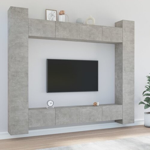  8-dijelni set TV ormarića siva boja betona konstruirano drvo Slike