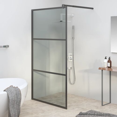 vidaXL Pregrada za tuš 100x195 cm temno ESG steklo črna Cene