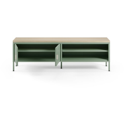 Marckeric Mentolno zelena/v naravni barvi kovinska TV omarica 160x50x35 cm Sayla &amp;ndash; Slike