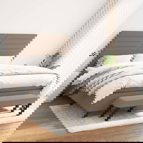  Box spring postelja z vzmetnico taupe 140x190 cm blago, (20893043) Slike