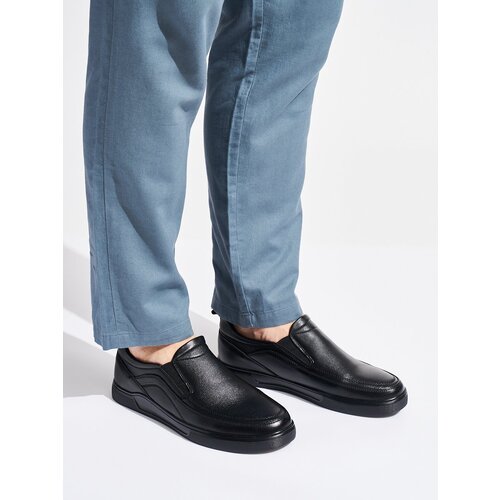 Shelvt Men&amp;#039;s black faux leather loafers Slike