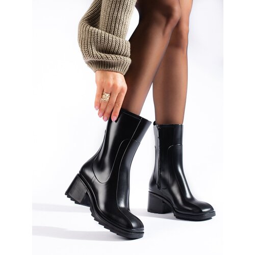 SHELOVET Black high-heeled rain boots with zipper | ePonuda.com