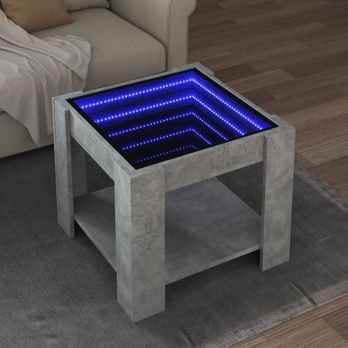 vidaXL Klubska mizica LED betonsko siva 53x53x45 cm inženirski les Cene