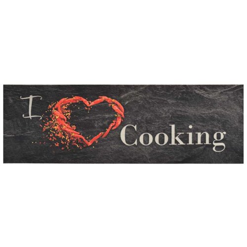 VidaXL Kuhinjski tepih perivi s natpisom Cooking 60x180 cm bar&amp;scaron;unasti Slike