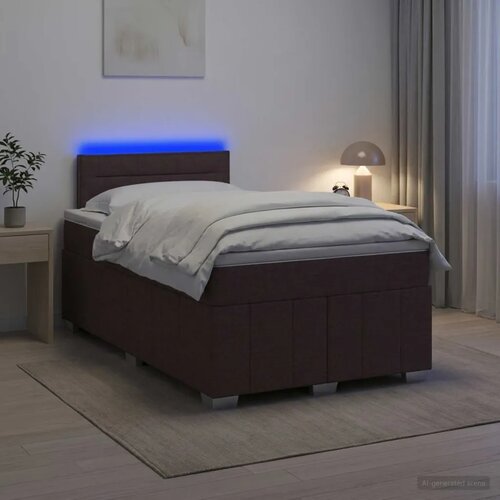  Boxspring krevet s madracem Tamno smeđa 120 x 190 cm Tkanina - Tamno smeđa 120 x 190 cm Dizajn linija Slike