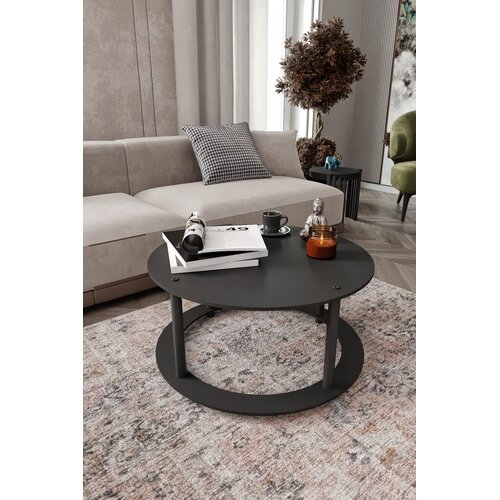 Hanah home Klub sto Hole Round, 70x38x70 cm, Crni Slike