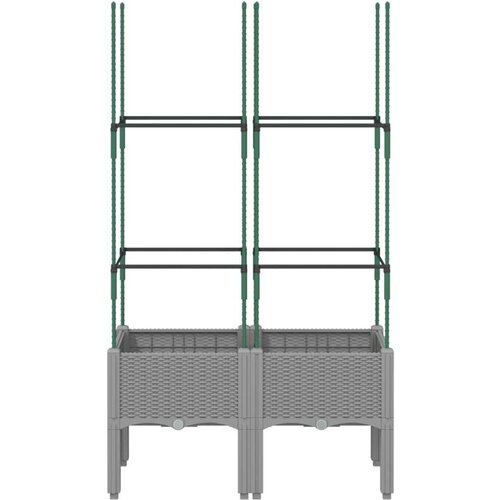  Vrtna sadilica s re&amp;scaron;etkom svjetlosiva 80 x 40 x 142 5 cm PP Slike