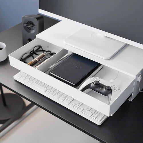 YAMAZAKI Bijelo metalno postolje za monitor Tower &amp;ndash; Slike