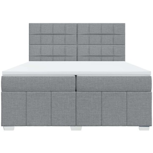 VidaXL Krevet s oprugama i madracem svjetlosivi 200 x 200cm od tkanine Slike