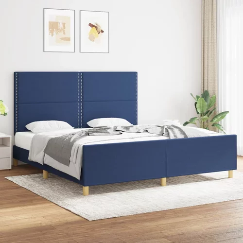  Okvir za krevet s uzglavljem plavi 180 x 200 cm od tkanine