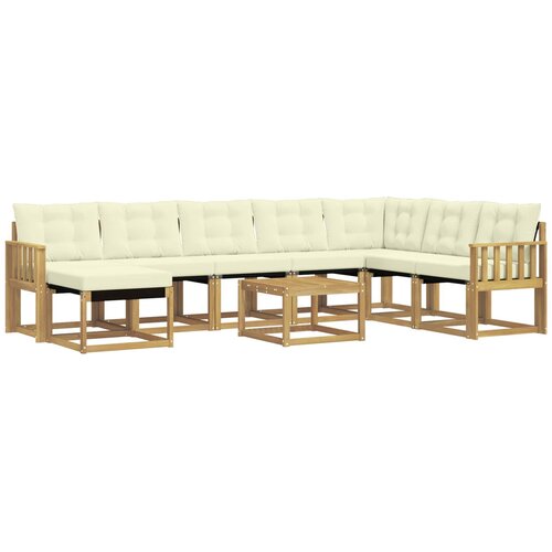 vidaXL Zunanja garnitura za sedenje z blazino 9 pcs Bela in krem, (5000281838) Cene
