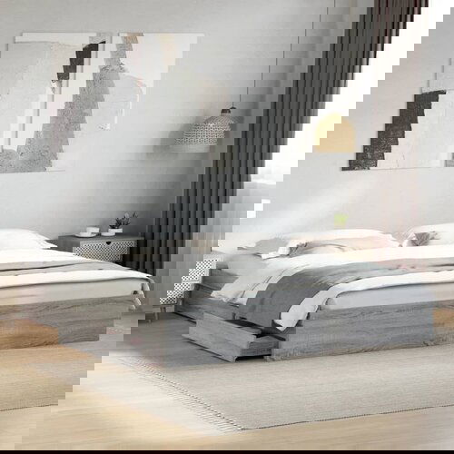 Furnova Posteljni okvir s predali siva sonoma 200x200 cm inženirski les, (21939694) Slike