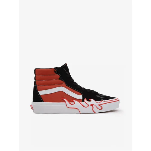 Vans Orange and Black Mens Sneakers SK8-Hi Flame - Men