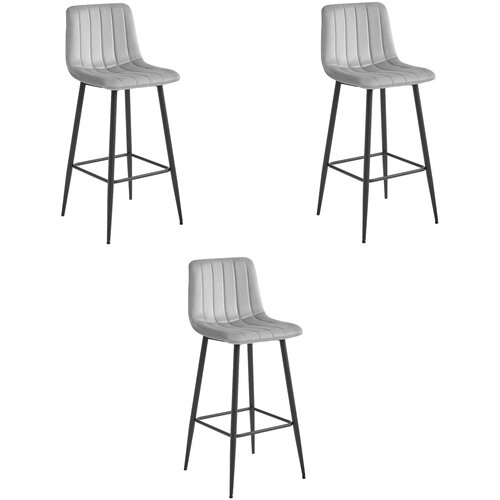 Brandless POZZA hocker - srebrno siv žamet / črne noge x 3, (22060675) Cene