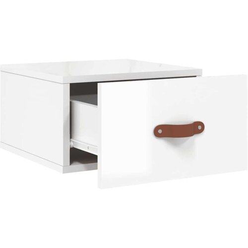  Zidni noćni ormarići 2 kom visoki sjaj bijeli 35x35x20 cm Slike
