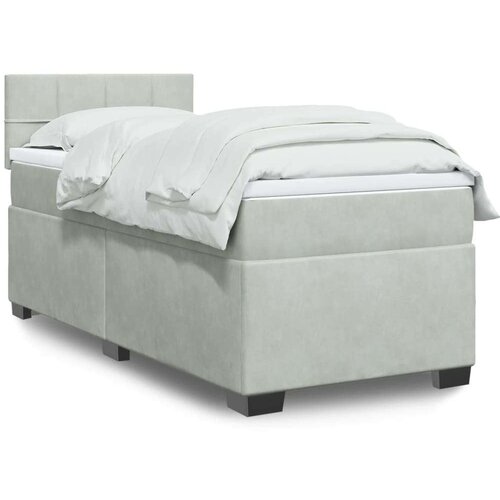 vidaXL Box spring postelja z vzmetnico svetlo siva 90x200 cm žamet Cene
