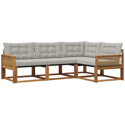 vidaXL Zunanja garnitura za sedenje 4 pcs Naravna in svetlo siva, (5000282671) Cene