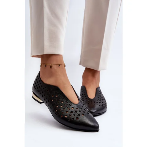 Zazoo Cut-out Ballerina Flats in Genuine Leather 2883 Black