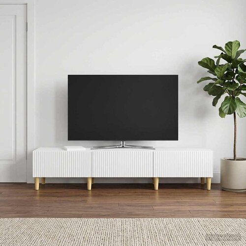  ormar s ladicama Bijela visokog sjaja 147 x 34,5 x 30 cm Slike
