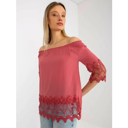 Fashion Hunters Dusty pink Spanish blouse with decorative trim