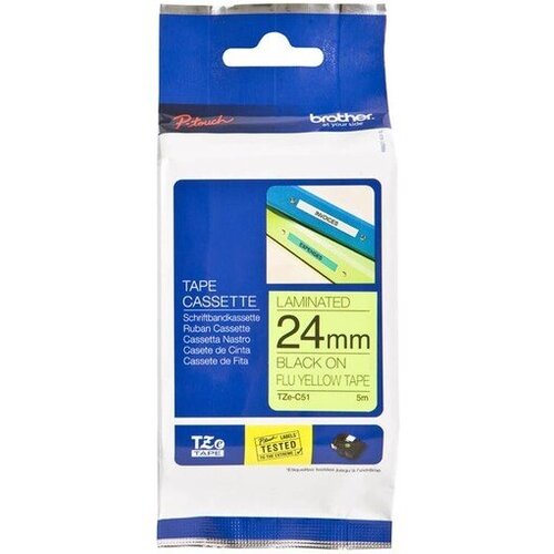 Brother Fluorescentna laminirana traka 24 mm, Črna na rumeni Slike