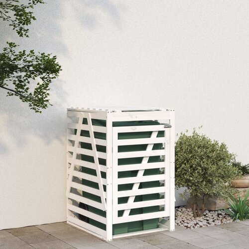 vidaXL Lopa za smetnjak bela 84x90x128,5 cm trdna borovina Cene