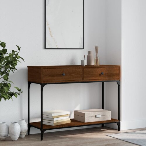  The Living Store Konzolna mizica rjav hrast 100x34,5x75 cm inženirski les - Konzolna Mizica, (21444937) Cene