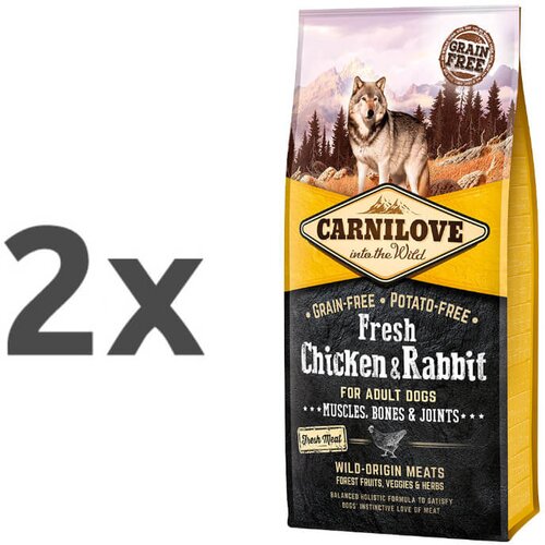 Carnilove dog adult fresh bones & joints - piščanec & kunec 2 x 12 kg Cene