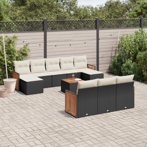 vidaXL 11-dijelni set vrtnih sofa od poliratana s jastucima crni Cijene