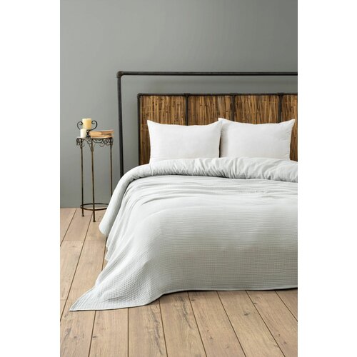 muslin - grey (220 x 250) grey double bedspread Slike