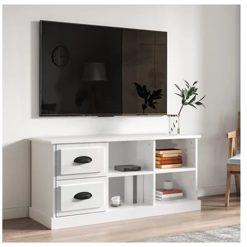  TV omarica visok sijaj bela 102x35,5x47,5 cm inženirski les