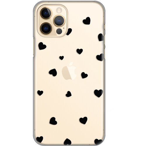 Silikonska maska za iPhone 12/12 Pro 6.1 Hearts Print Skin providna Slike