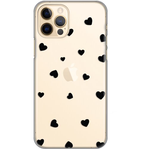 silikonska maska za iPhone 12/12 Pro 6.1 Hearts Print Skin providna Slike