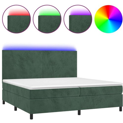  Krevet box spring s madracem LED tamnozeleni 200x200 cm bar&amp;scaron;un Slike