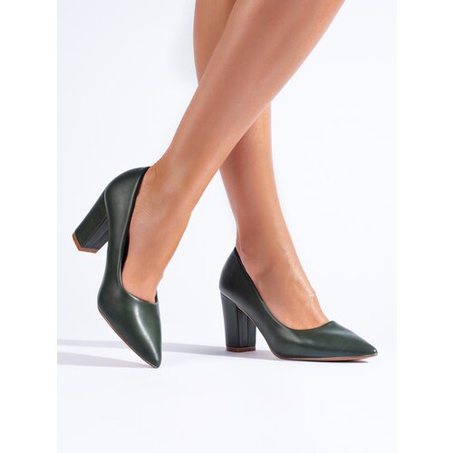 SHELOVET Dark green pumps on the post Slike